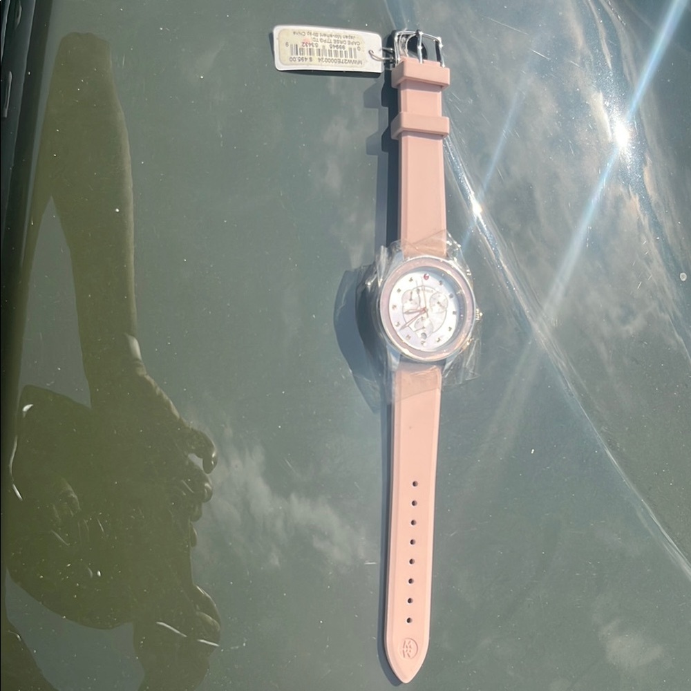 Michele Pink Watch with Silver Accents
